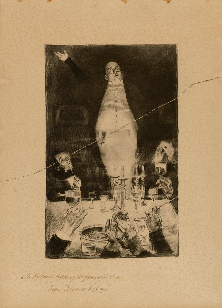 M. Pickwick prononçant son célèbre discours, extrait des "Cahiers de Pickwick". - Charles Dana Gibson