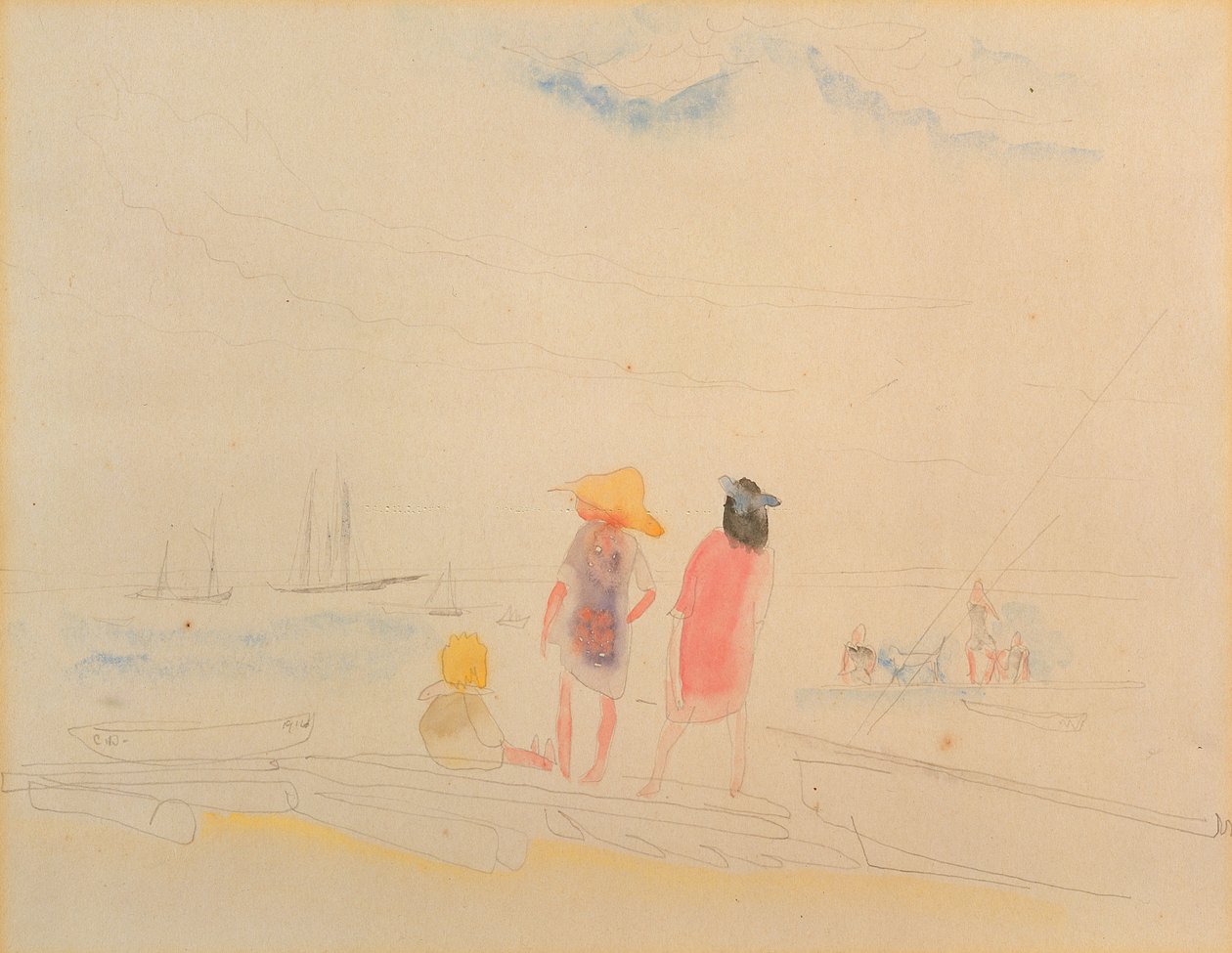 Deux Femmes et Enfant sur la Plage - Charles Demuth