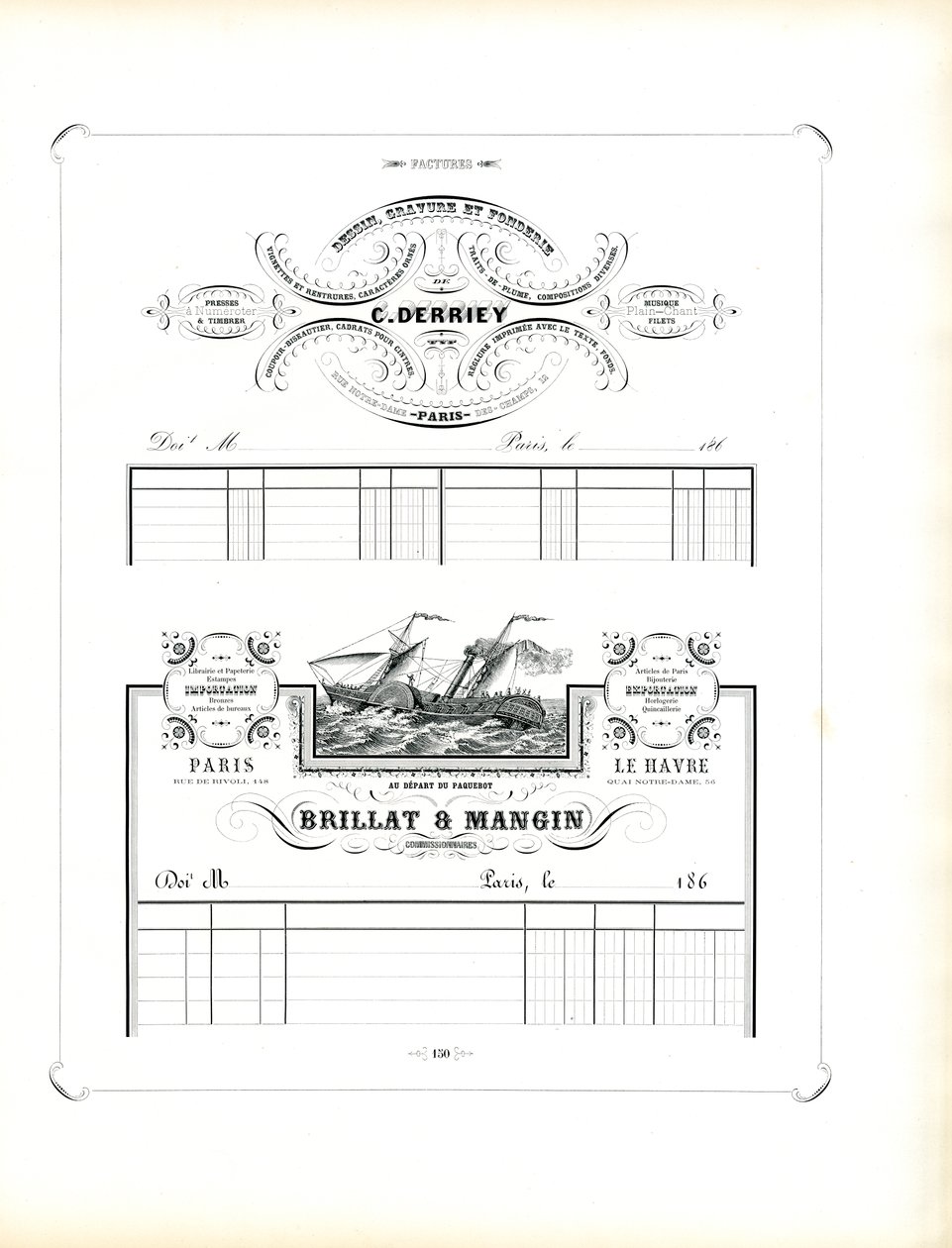 Papier à en-tête pour les entreprises de commerce et de transport maritime (impression) - Charles Derriey