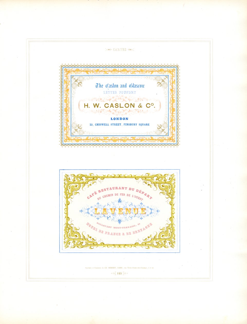 Modèles de cartes de visite décoratives avec cadres ornementaux (impression) - Charles Derriey