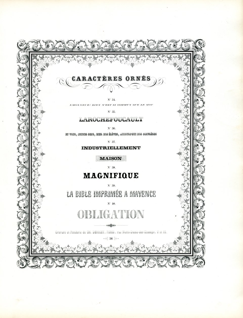 Caractères décoratifs avec double cadre ornemental (imprimé) - Charles Derriey