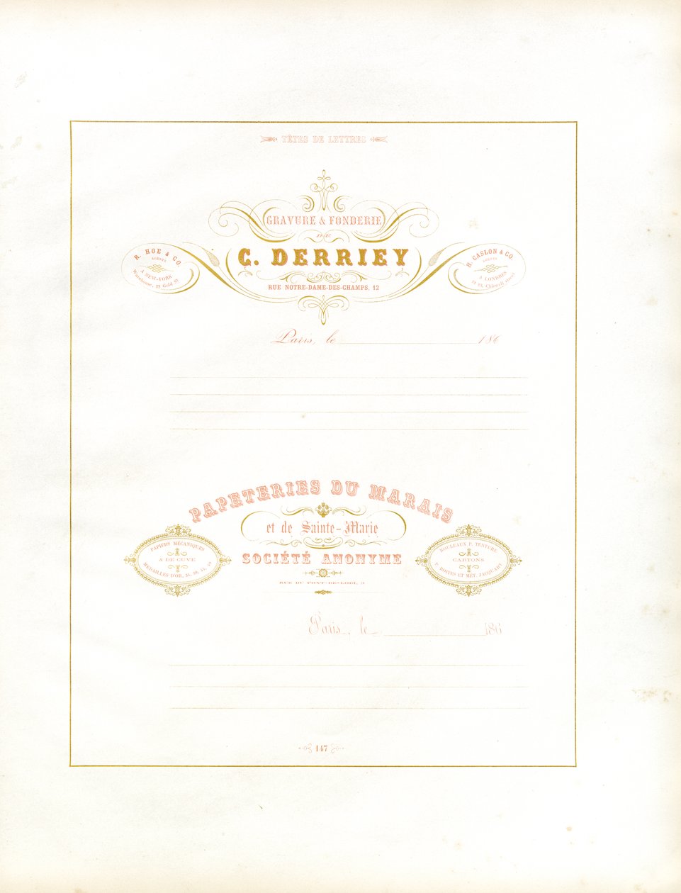 Papiers à en-tête élégants pour la correspondance commerciale (impression) - Charles Derriey