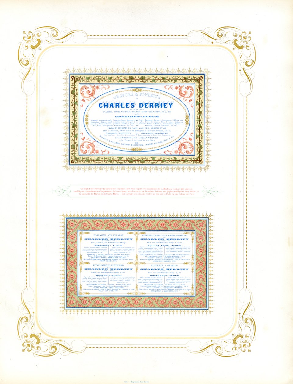 Magnifiques spécimens de certificats avec impression multicolore (impression) - Charles Derriey
