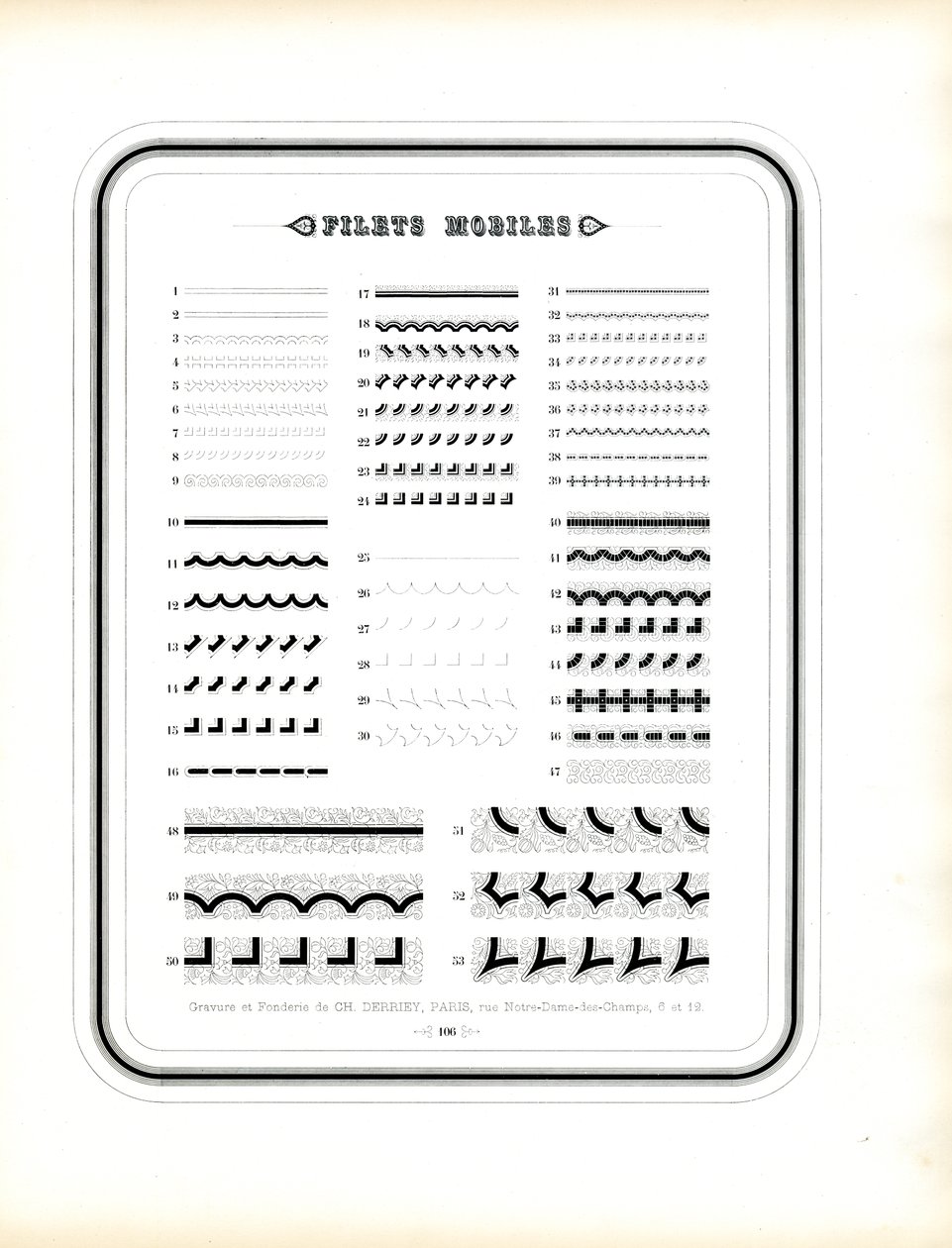 Règles ornementales mobiles et bandes décoratives (imprimé) - Charles Derriey