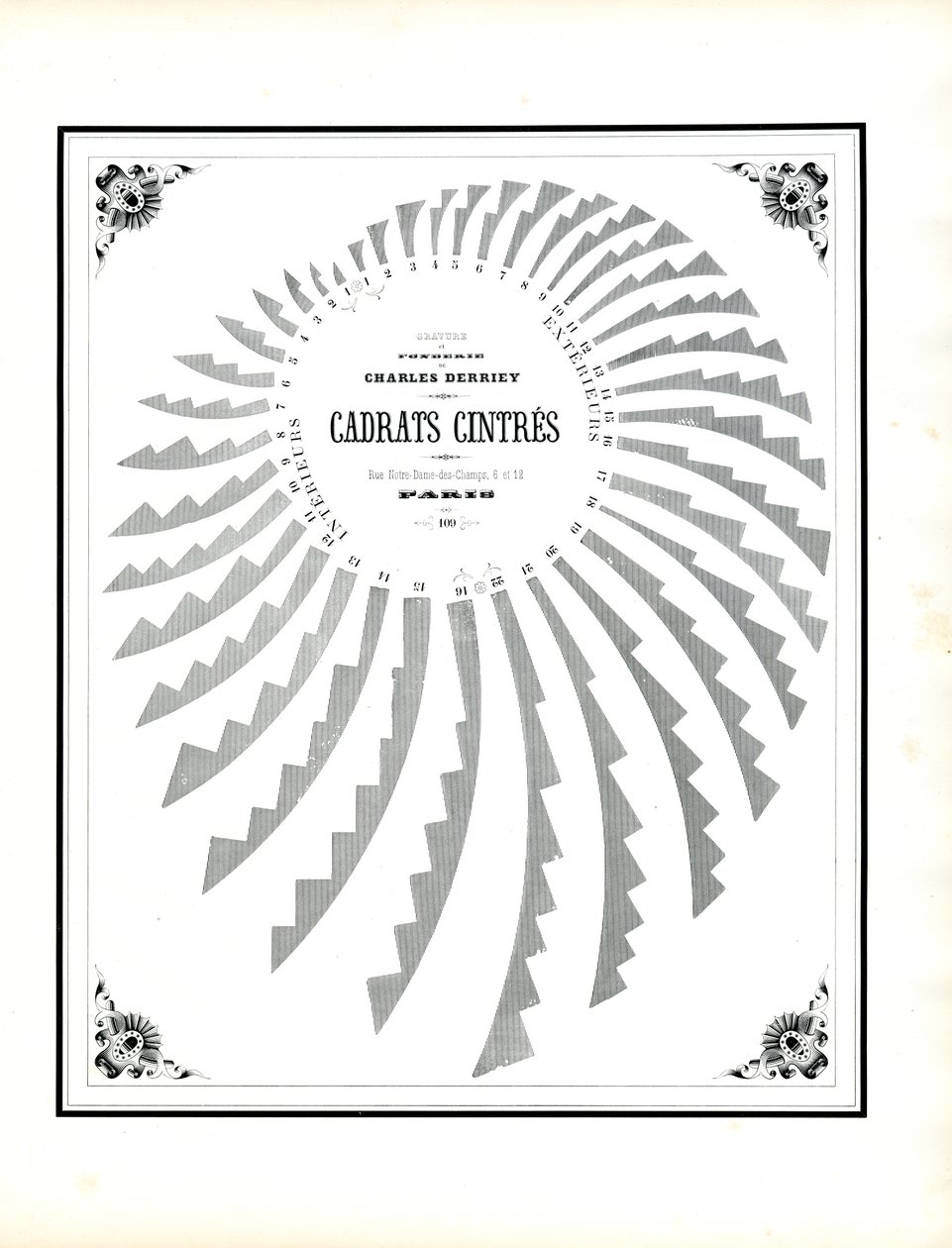 Éléments décoratifs en forme de spirale pour cadres incurvés (impression) - Charles Derriey