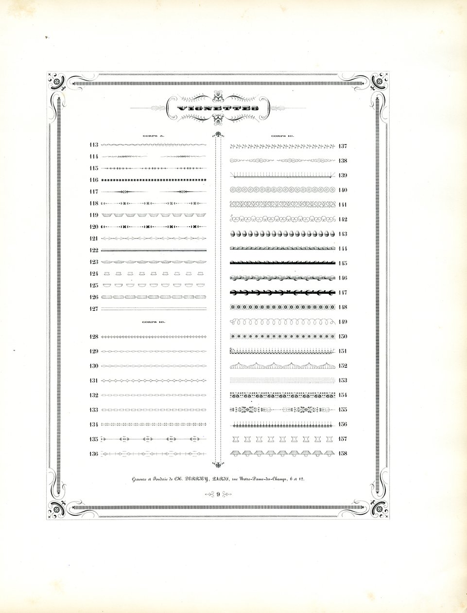 Catalogue de spécimens de vignettes feuille 3 (imprimer) - Charles Derriey