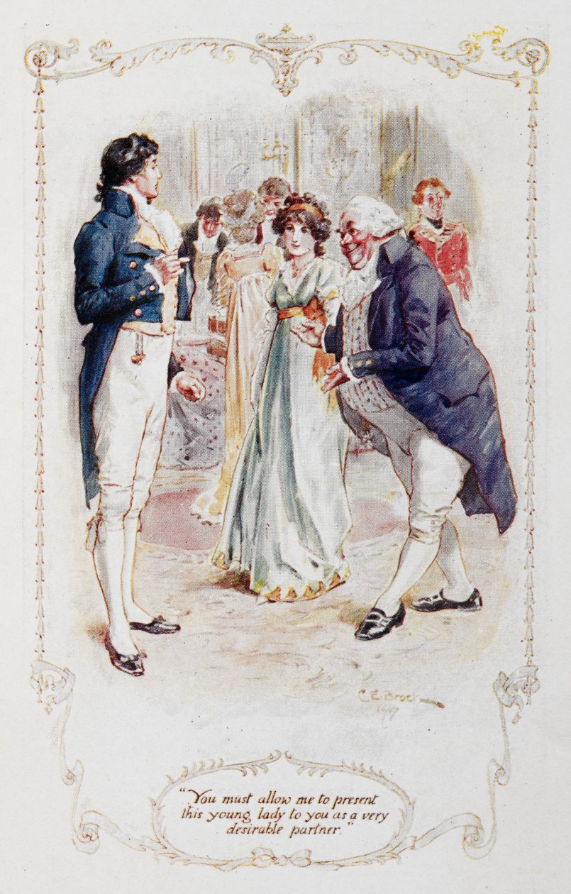 Monsieur Darcy, vous devez me permettre de vous présenter cette jeune fille comme une partenaire très désirable (Elizabeth Bennet), illustration de 