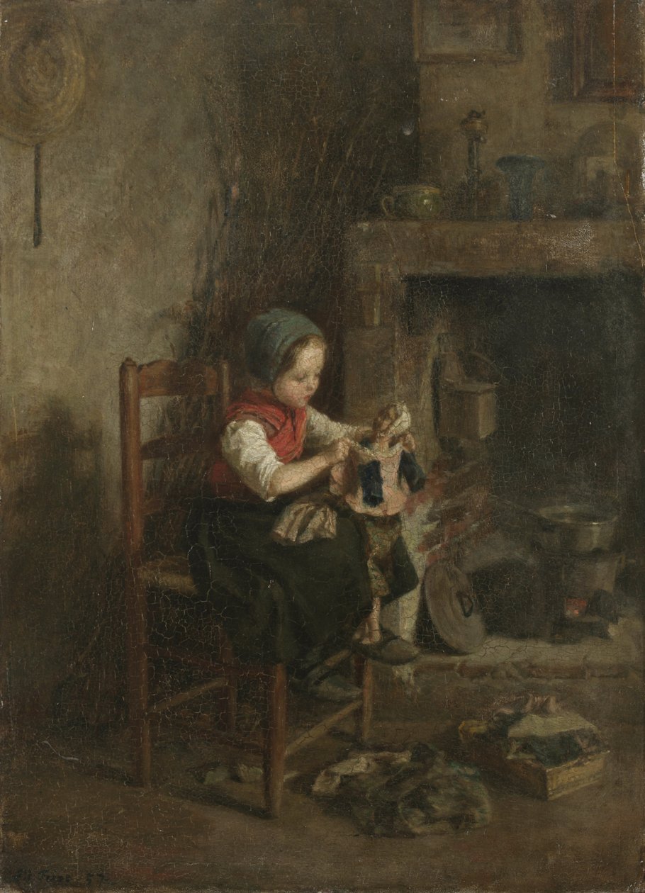 Habiller la poupée, 1857 - Charles Edouard Frere