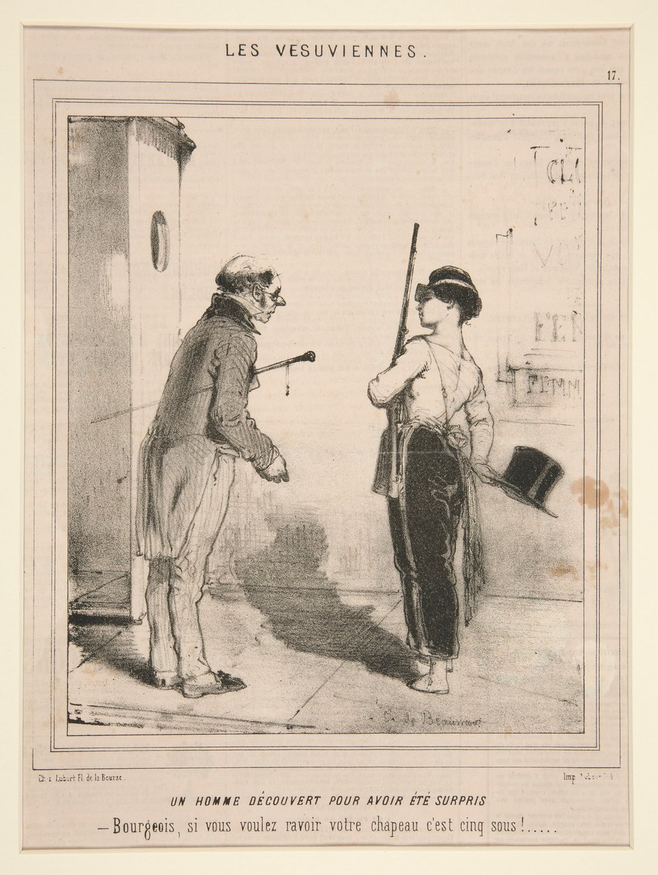 Un homme découvert pour avoir été surpris, de la série Les Vésuviennes publiée dans Le Charivari - Charles Edouard de Beaumont