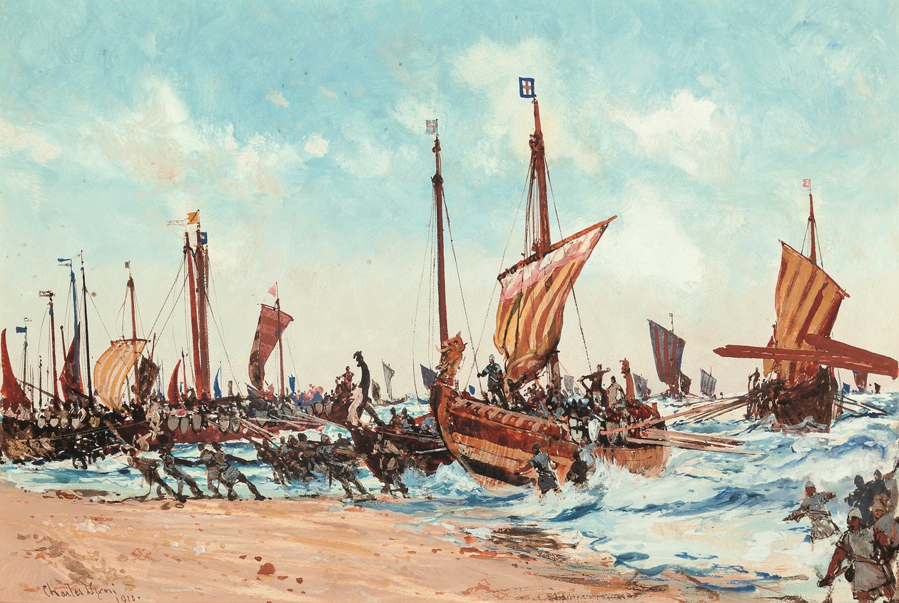 Le débarquement de Guillaume le Conquérant à Hastings, le 28 septembre 1066 - Charles Edward Dixon