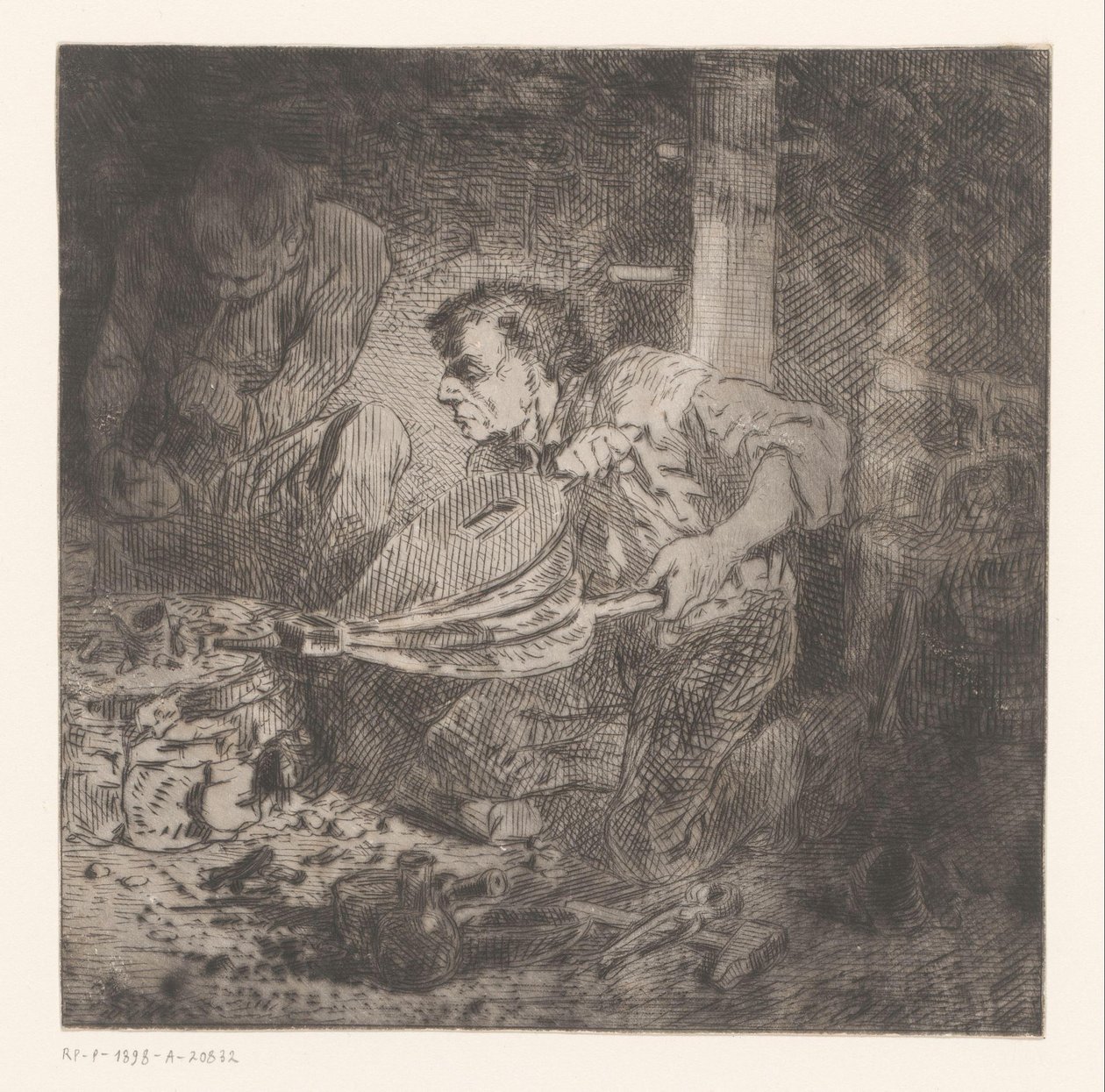 Forgeron avec soufflet - Charles Emile Jacque (attributed to)