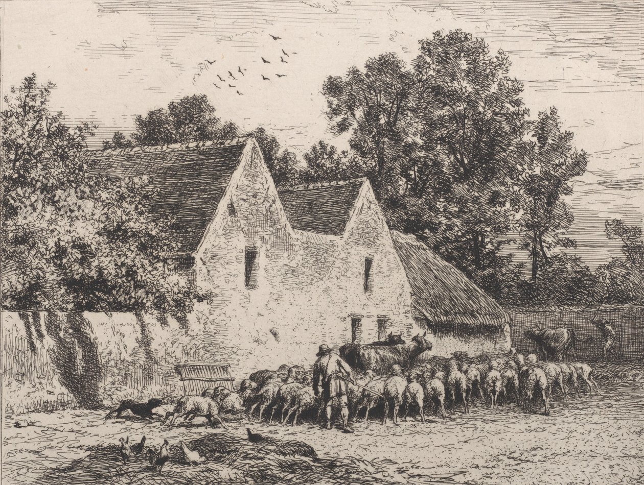 Une ferme - Charles Emile Jacque