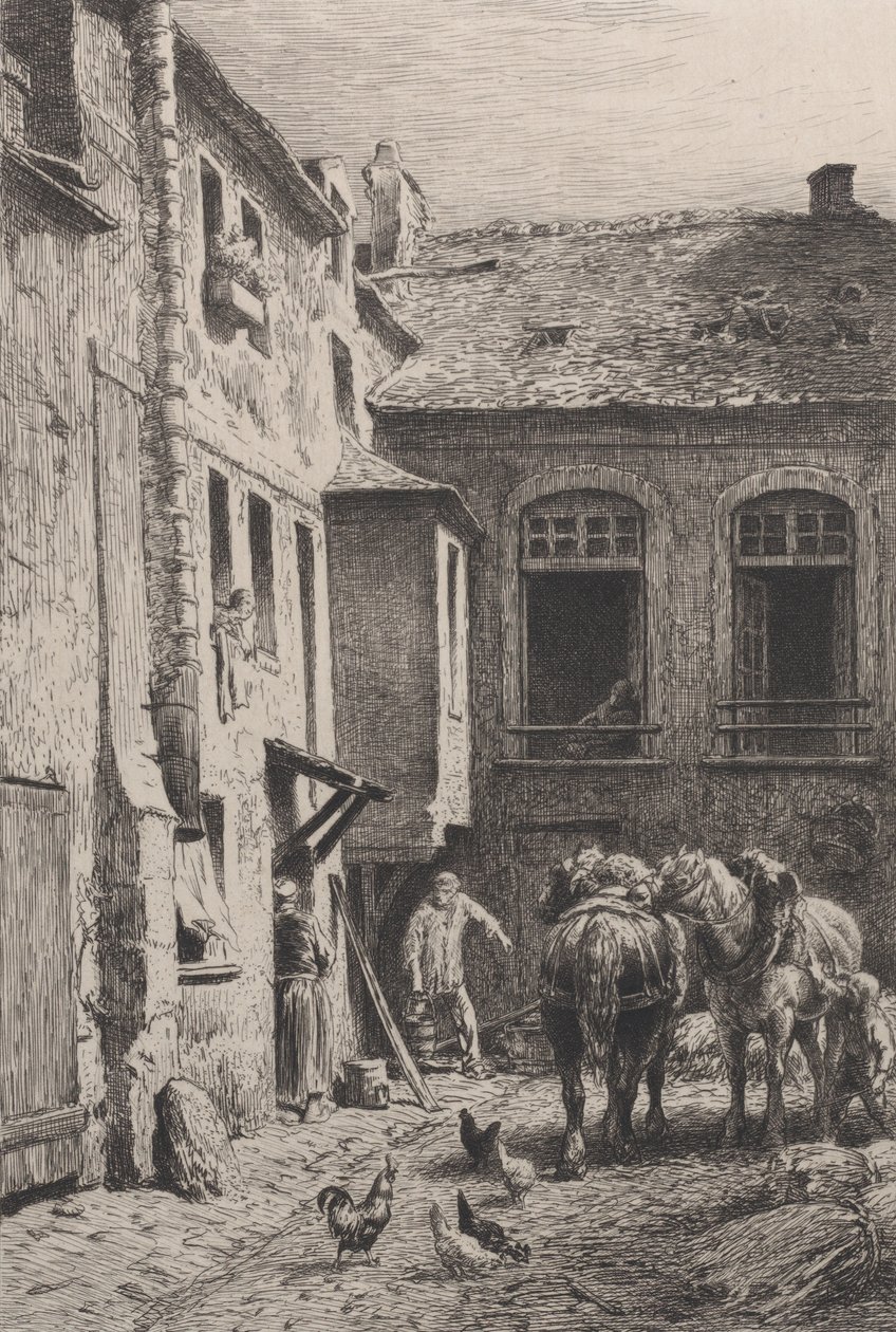 Une cour de Paris en 1865 - Charles Emile Jacque