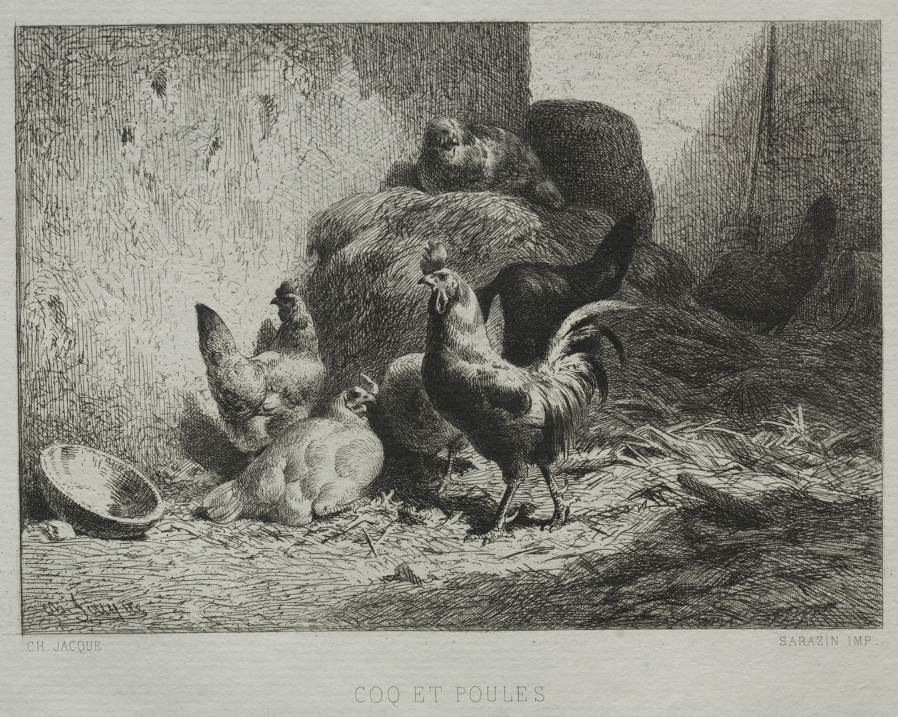 Coq et poules - Charles Emile Jacque