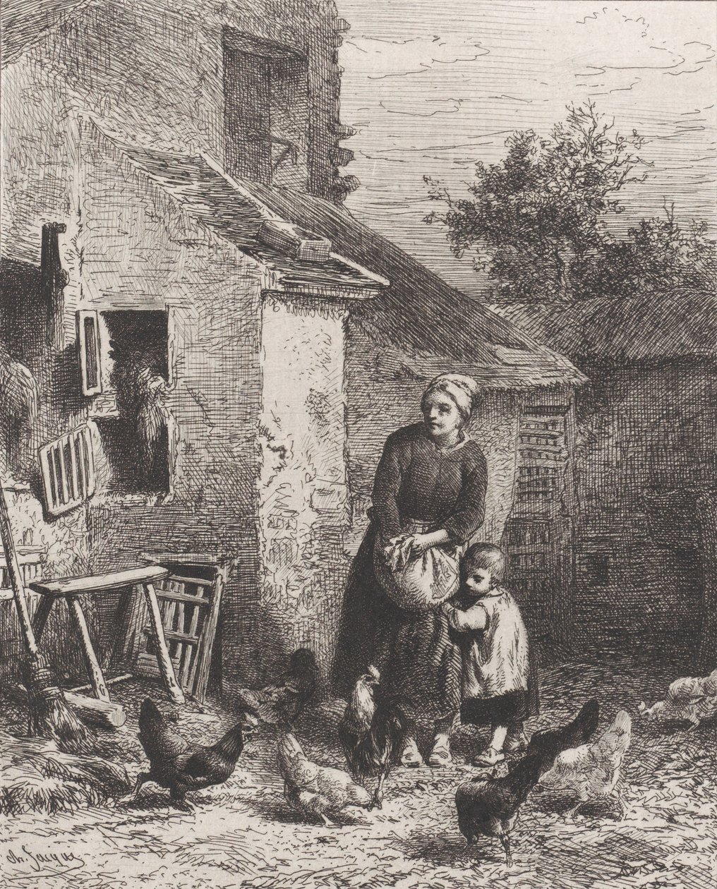 Coin de la cour, 1864 - Charles Emile Jacque
