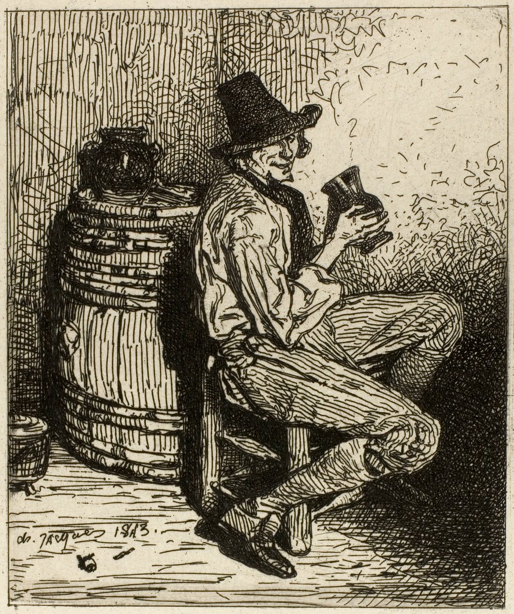 Buveur - Charles Emile Jacque