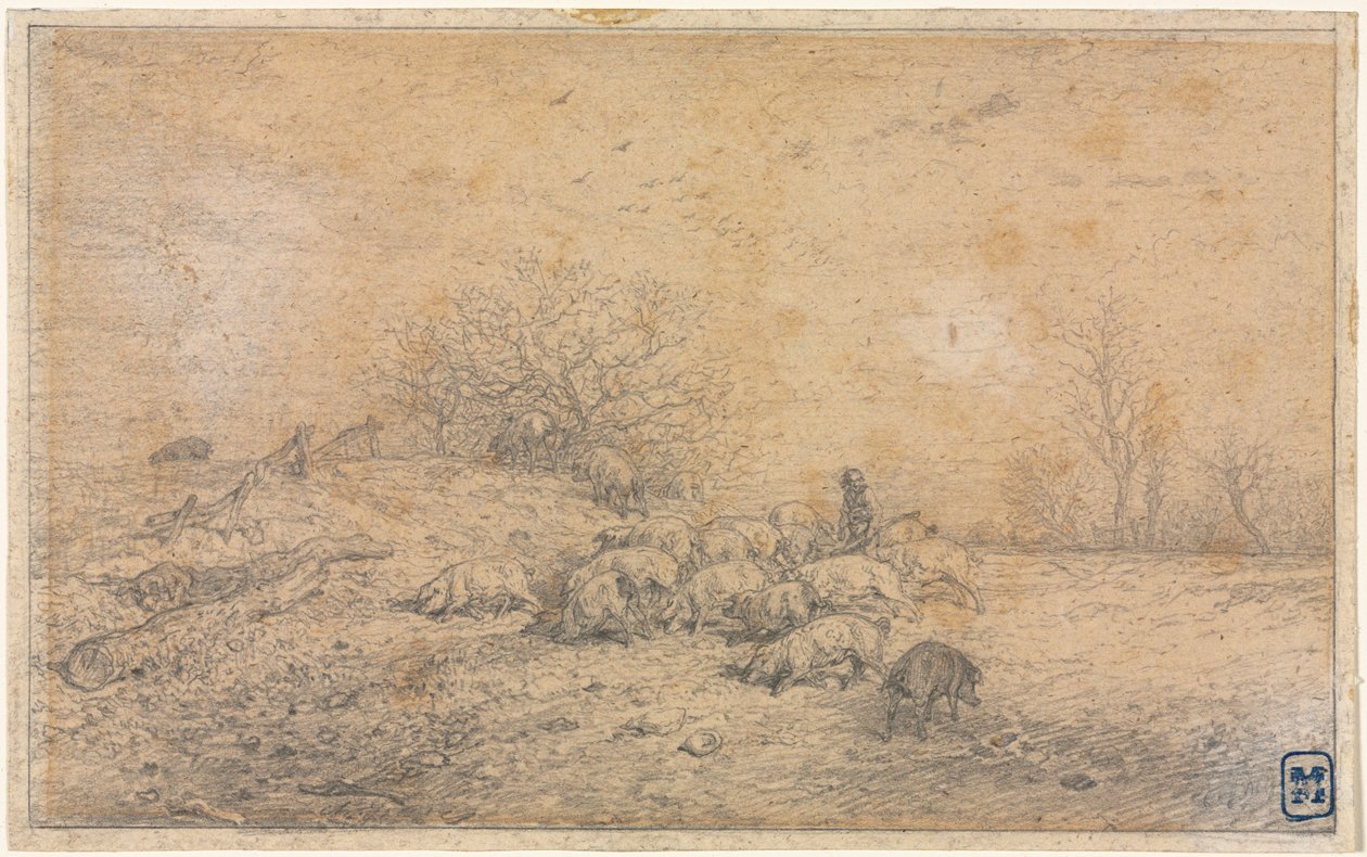 Troupeau de cochons, vers 1845 - Charles Emile Jacque