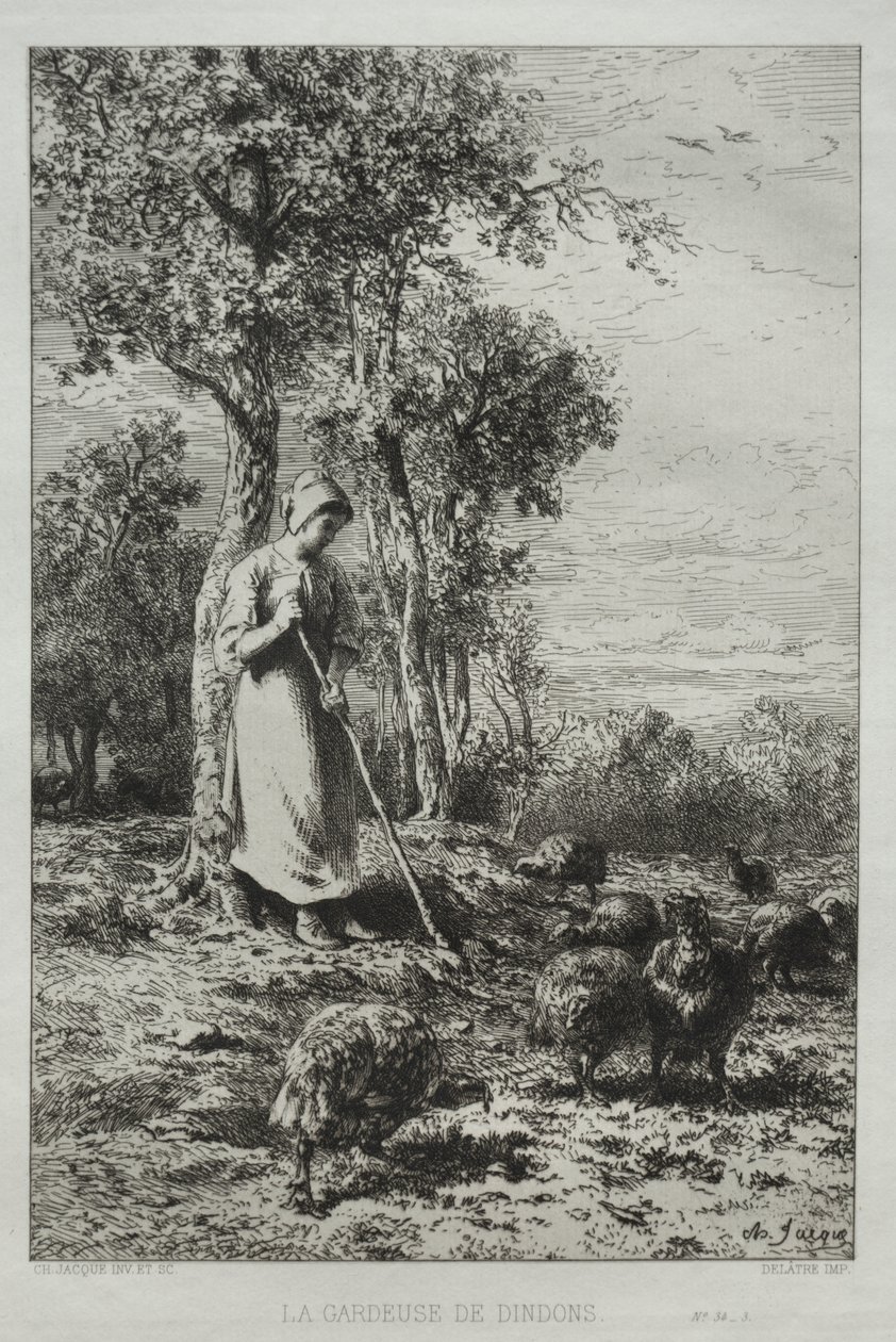 Gardien des dindes - Charles Emile Jacque