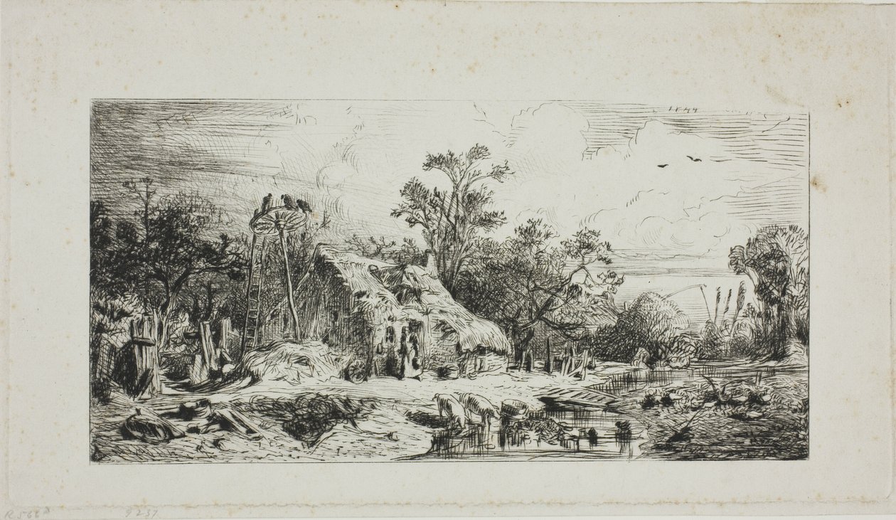 Paysage avec chaumières - Charles Emile Jacque
