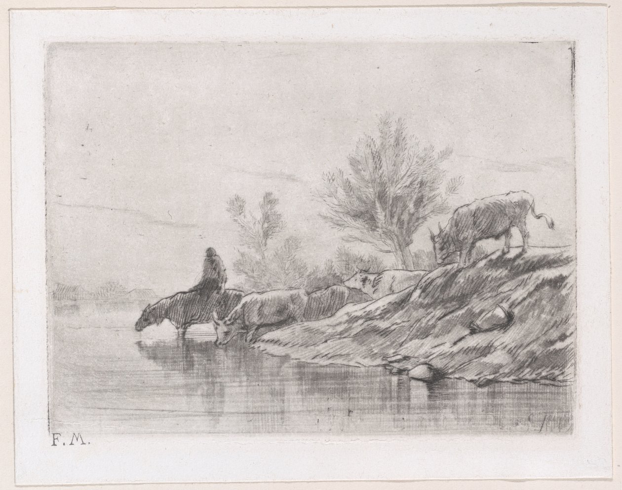 Paysage avec du bétail - Charles Emile Jacque
