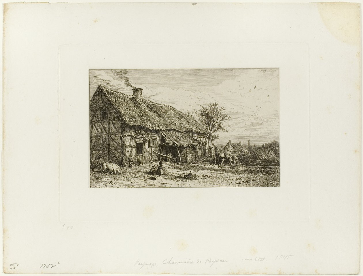 Paysage avec habitation paysanne - Charles Emile Jacque