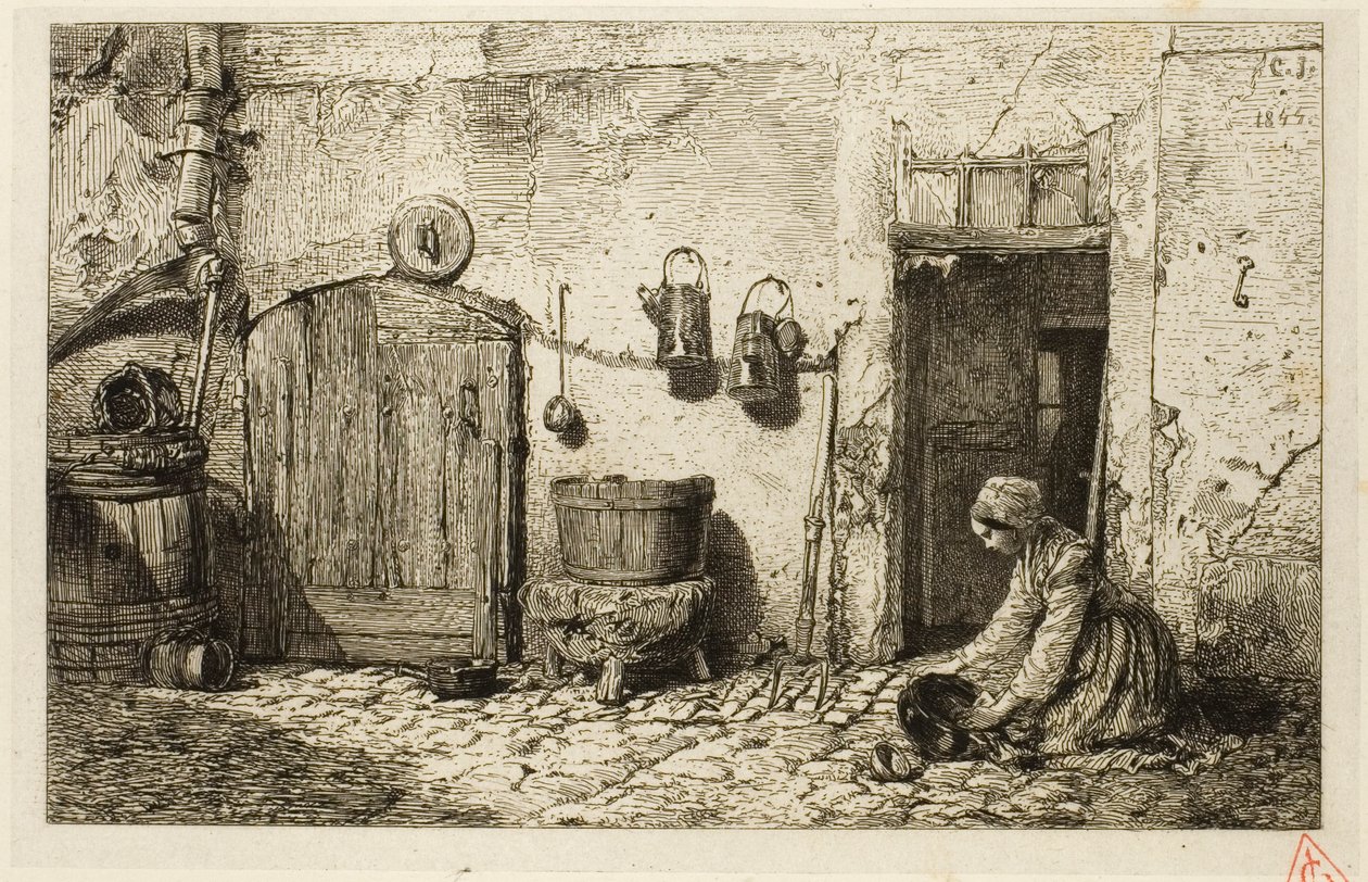 Servante de cuisine - Charles Emile Jacque