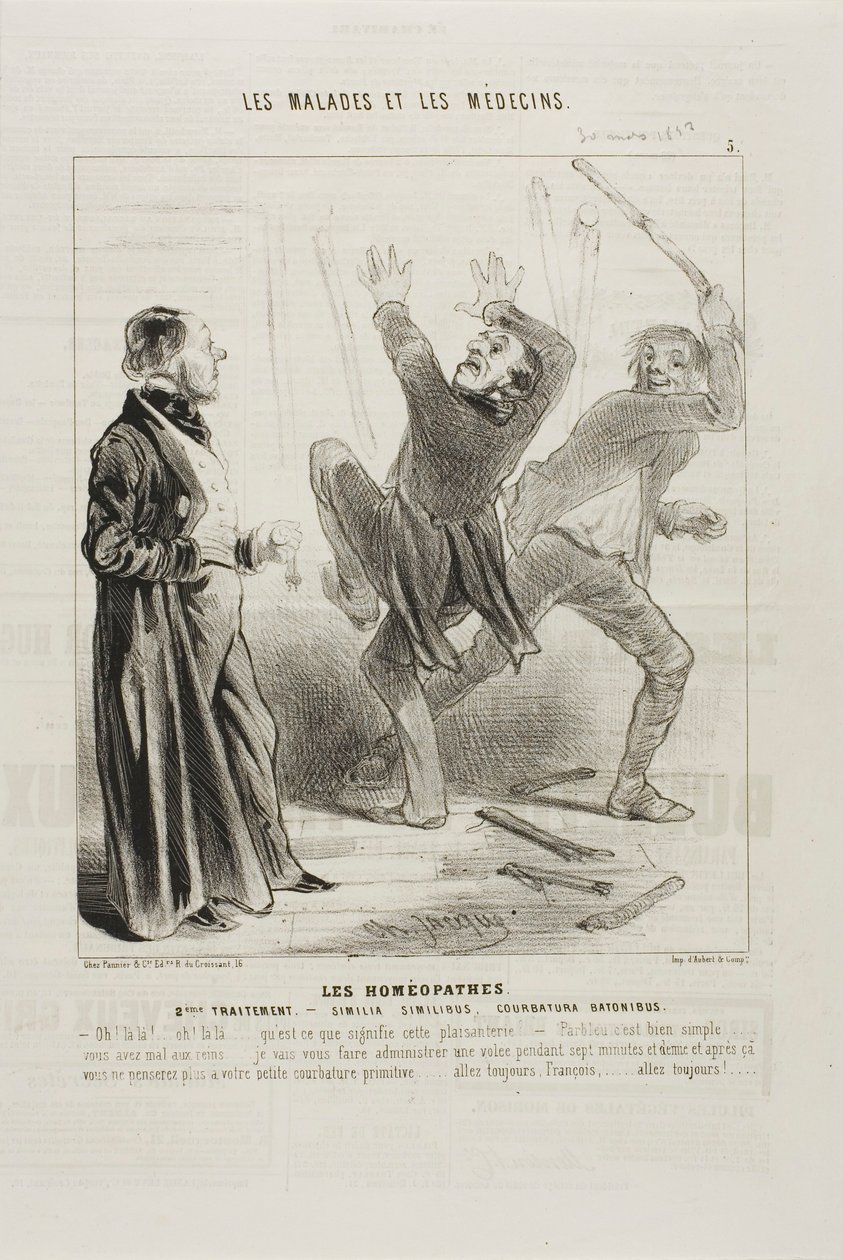 Les homéopathes : Deuxième traitement (planche 5) - Charles Emile Jacque