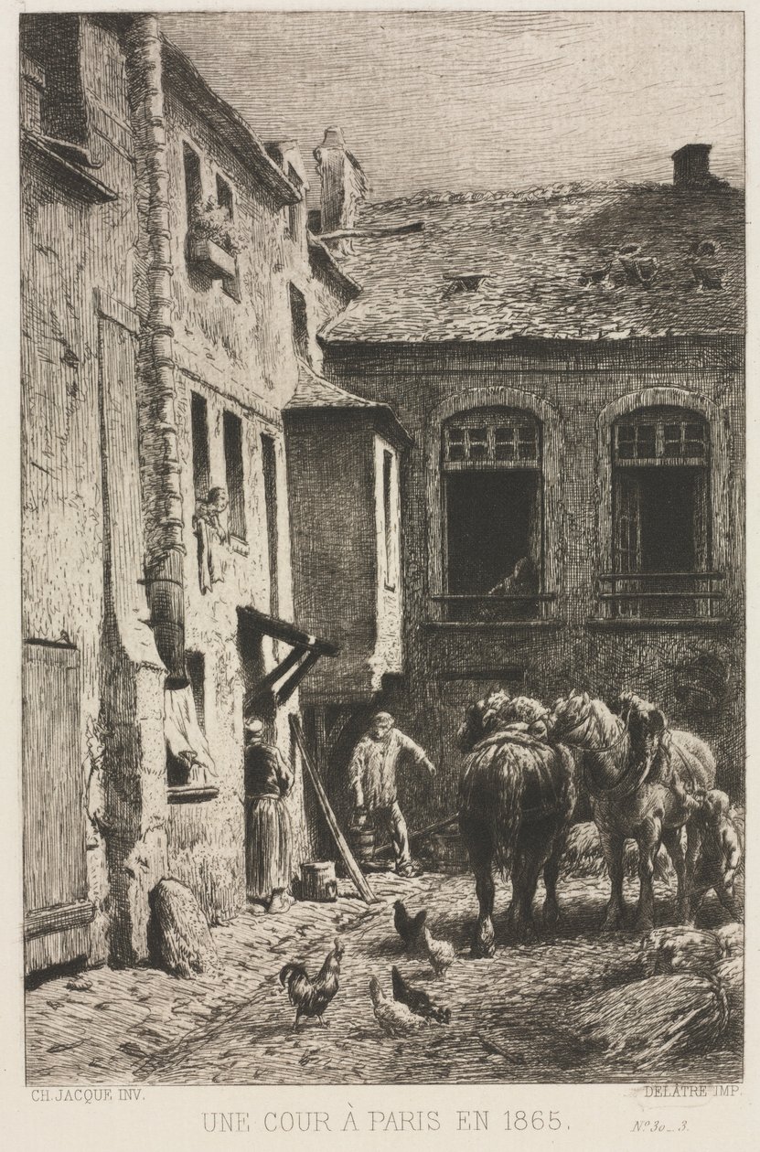 Une Cour à Paris - Charles Emile Jacque
