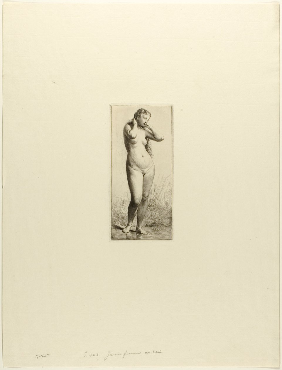 Jeune femme se baignant - Charles Emile Jacque