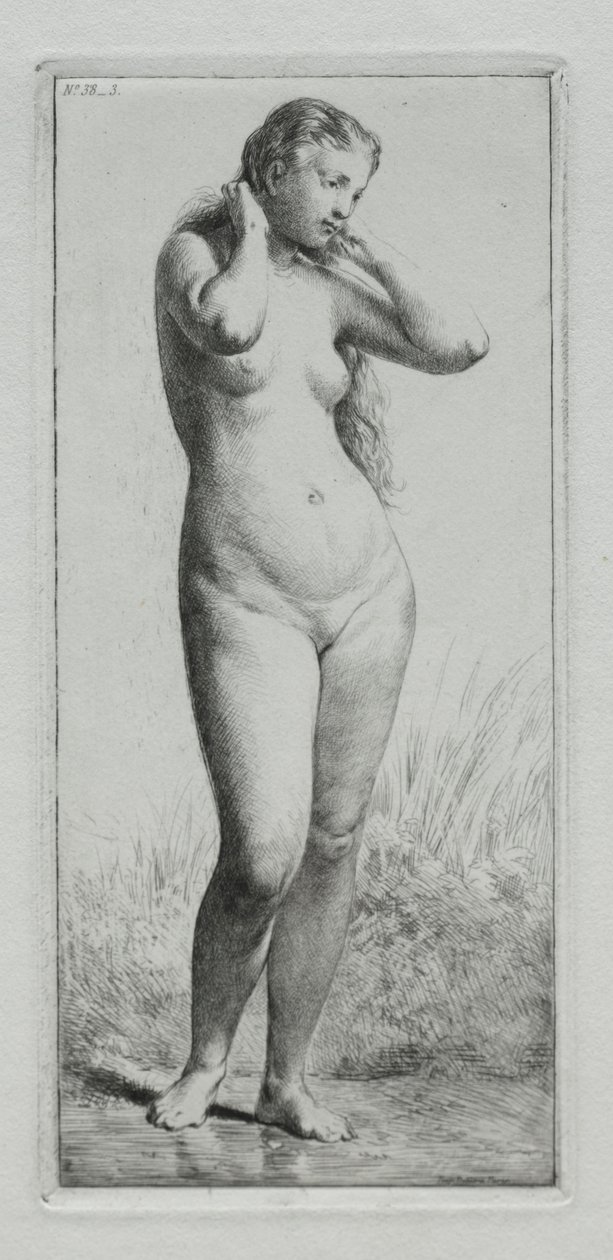 Jeune femme se baignant - Charles Emile Jacque