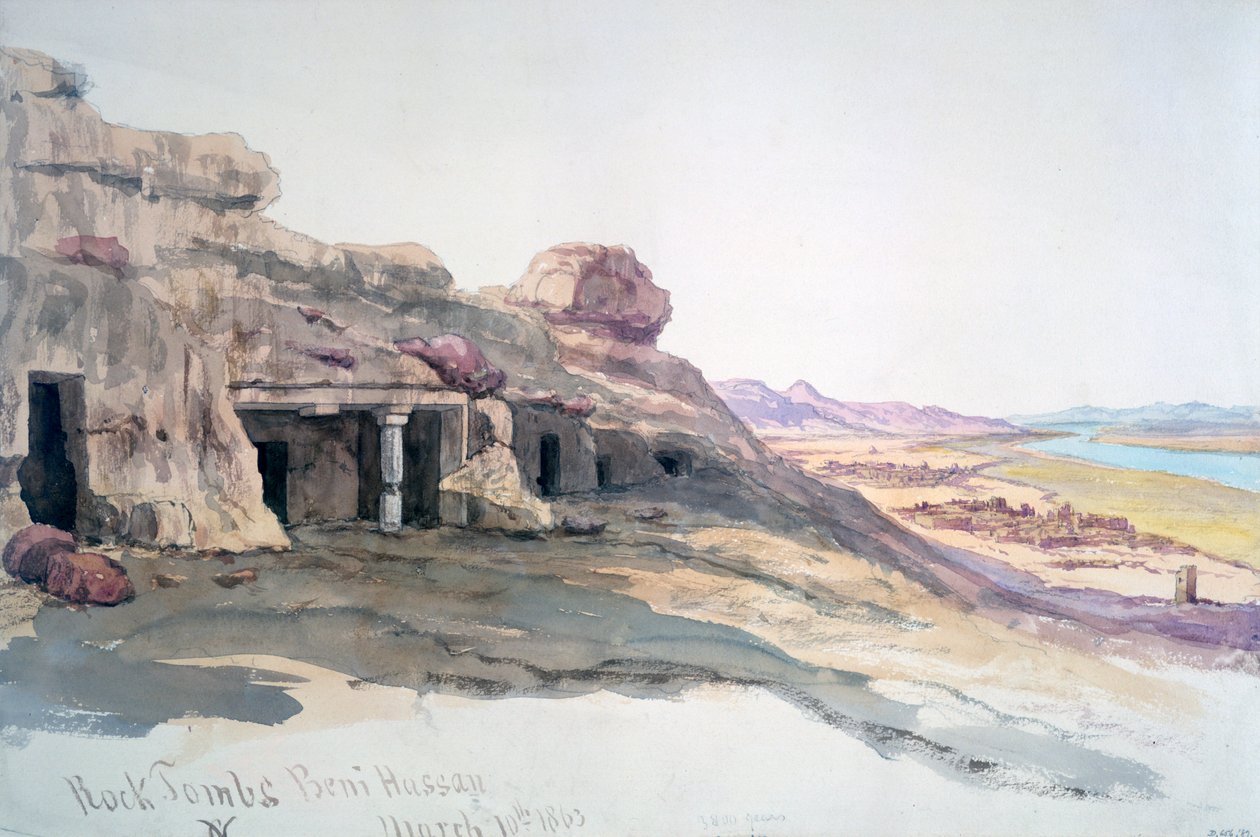 Tombes rupestres, Beni Hassan, 10 mars 1863, Égypte, 1863 - Charles Émile de Tournemine