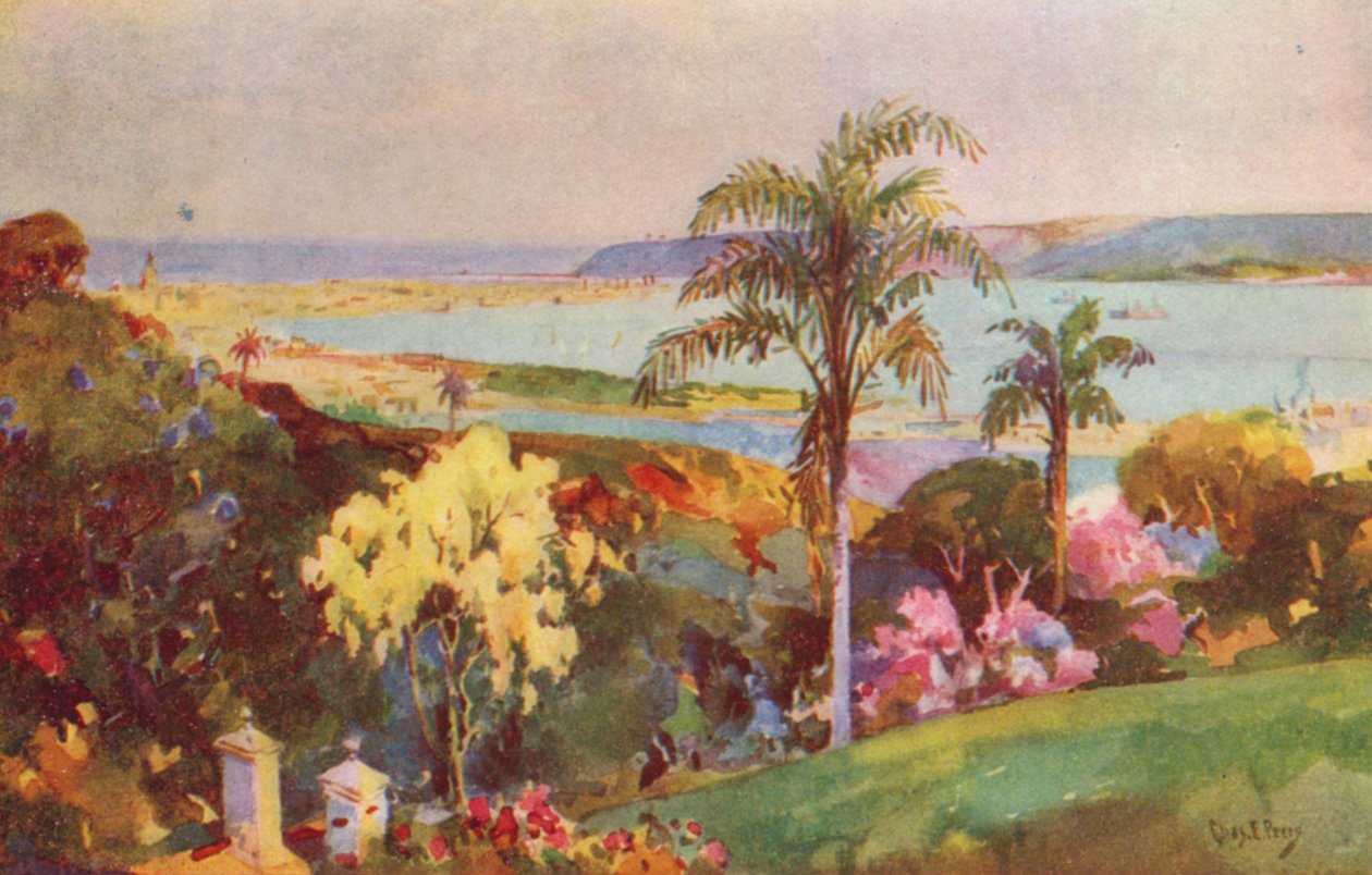 Le port de Natal, Durban (lithographie couleur) - Charles Ernest Peers