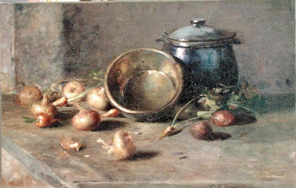 Nature morte (Cruche, Bouilloire et Oignons) - Charles Ethan Porter