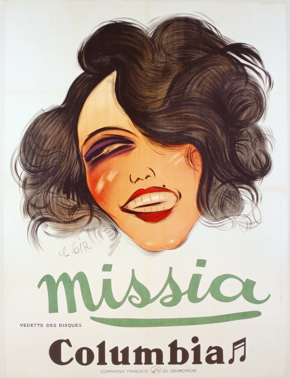 Affiche de Columbia Records annonçant la chanteuse française Missia, c.1935 - Charles Felix Gir