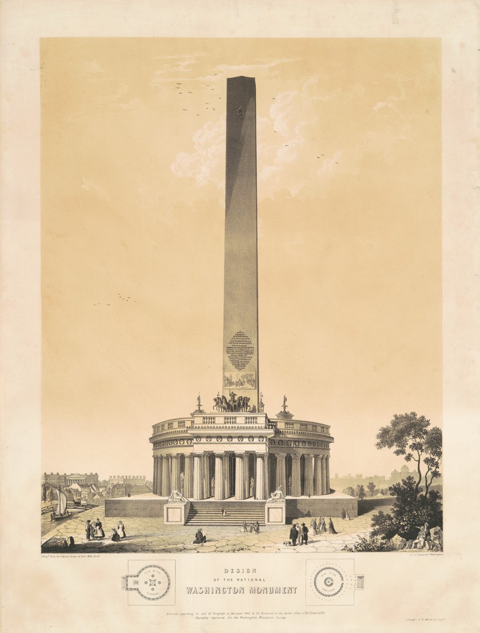 Conception du Monument National de Washington - Charles Fenderich, after Robert Mills