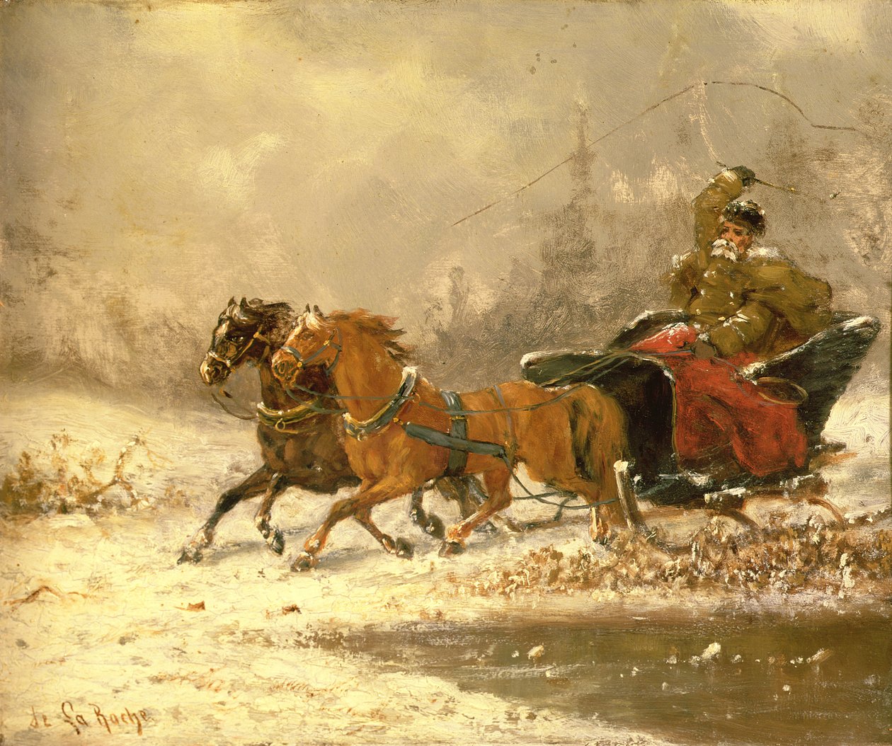Retour à la maison en hiver - Charles Ferdinand De La Roche