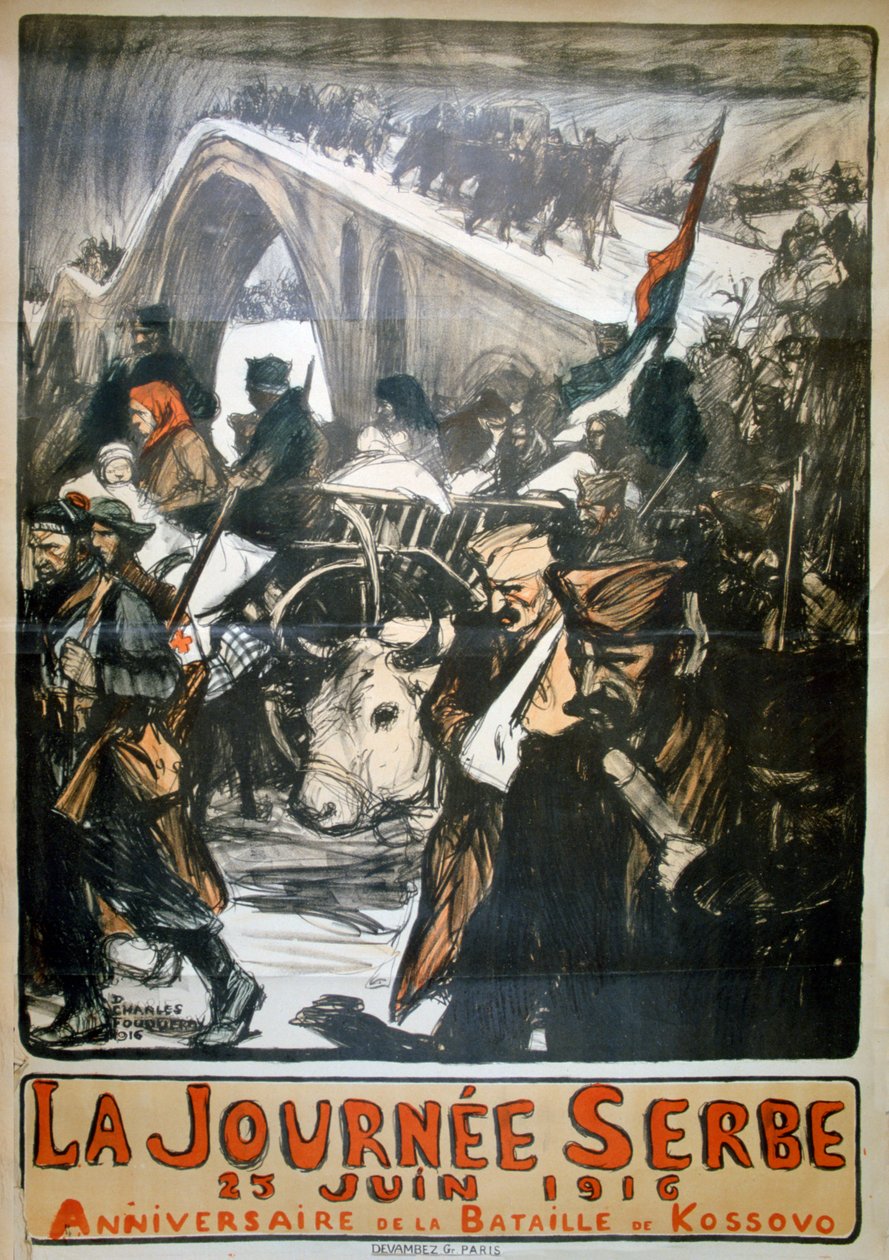 25 juin 1916 - Journée de la Serbie, affiche française de la Première Guerre mondiale - Charles Fouqueray