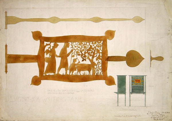 Conception pour une charnière de bureau en laiton - Charles Francis Annesley Voysey