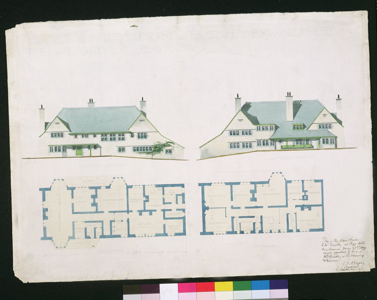 Maison à construire à Gartmel Fell Gillhead, Windermere pour J.W. Buckley Esquire, 1899 - Charles Francis Annesley Voysey