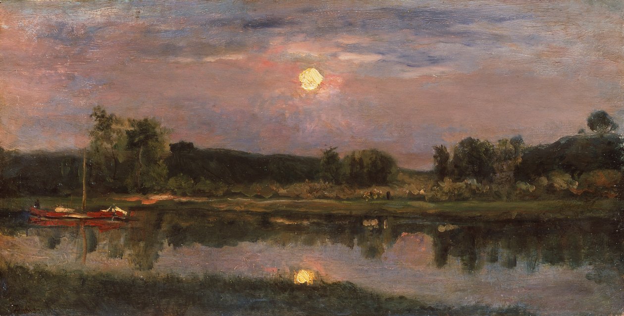 Paysage fluvial au clair de lune, c.1855 - Charles Francois Daubigny