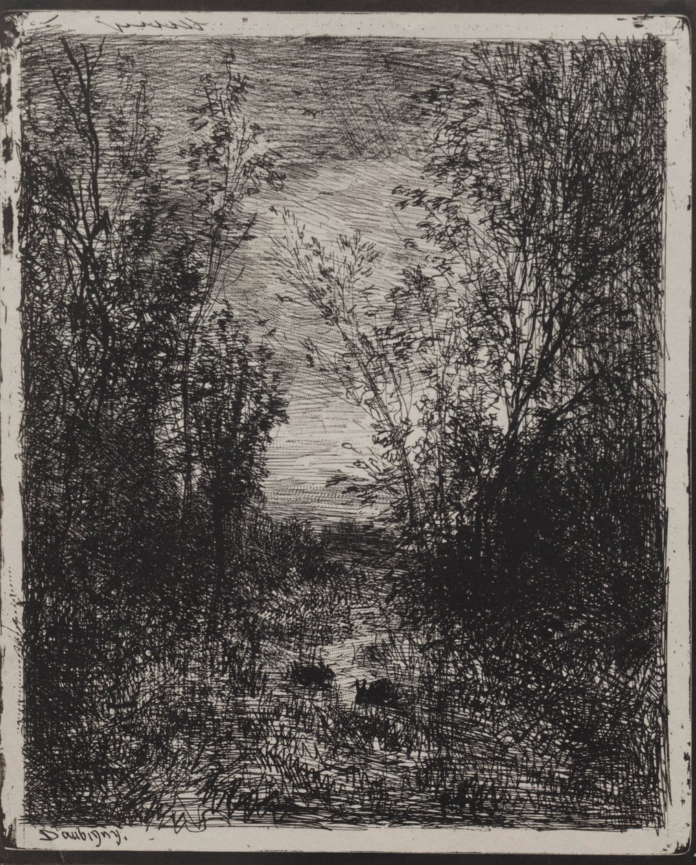 Un ruisseau dans une clairière, impression originale 1862, imprimée en 1921 - Charles Francois Daubigny