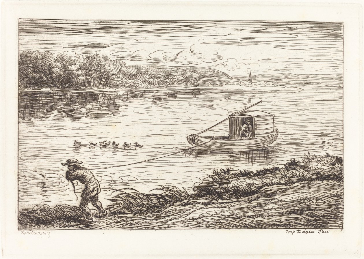 Le Mousse tirant le cordeau - Charles Francois Daubigny