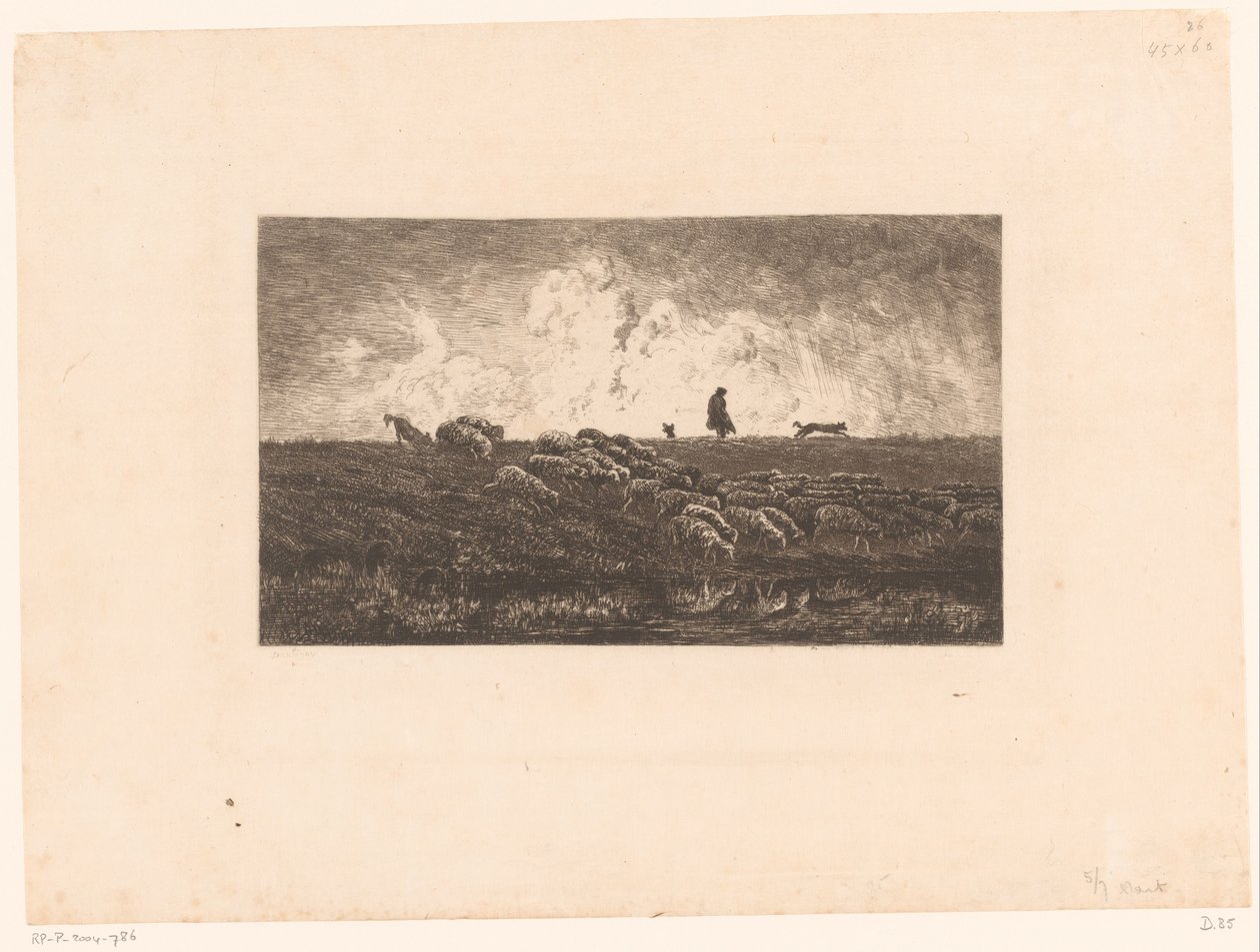 Paysage avec berger et moutons sous une averse - Charles Francois Daubigny