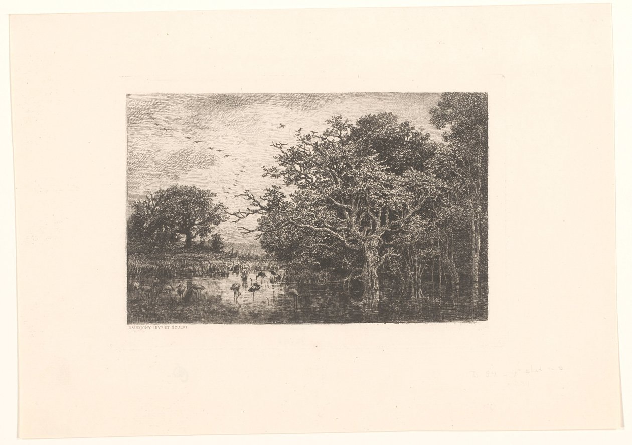 Marais avec cigognes - Charles Francois Daubigny