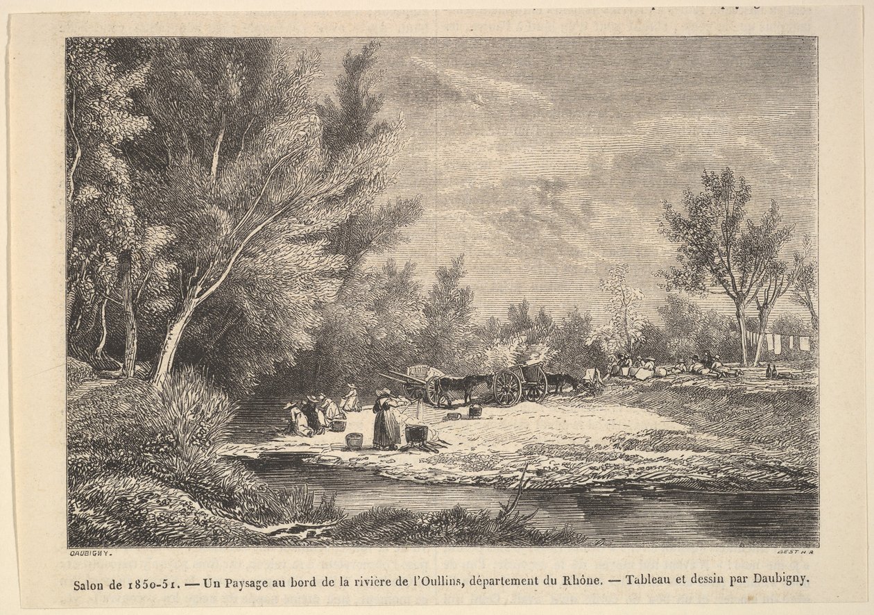 Salon de 1850-51. Paysage le long des rives de la rivière Oullins, 1850-51 - Charles Francois Daubigny