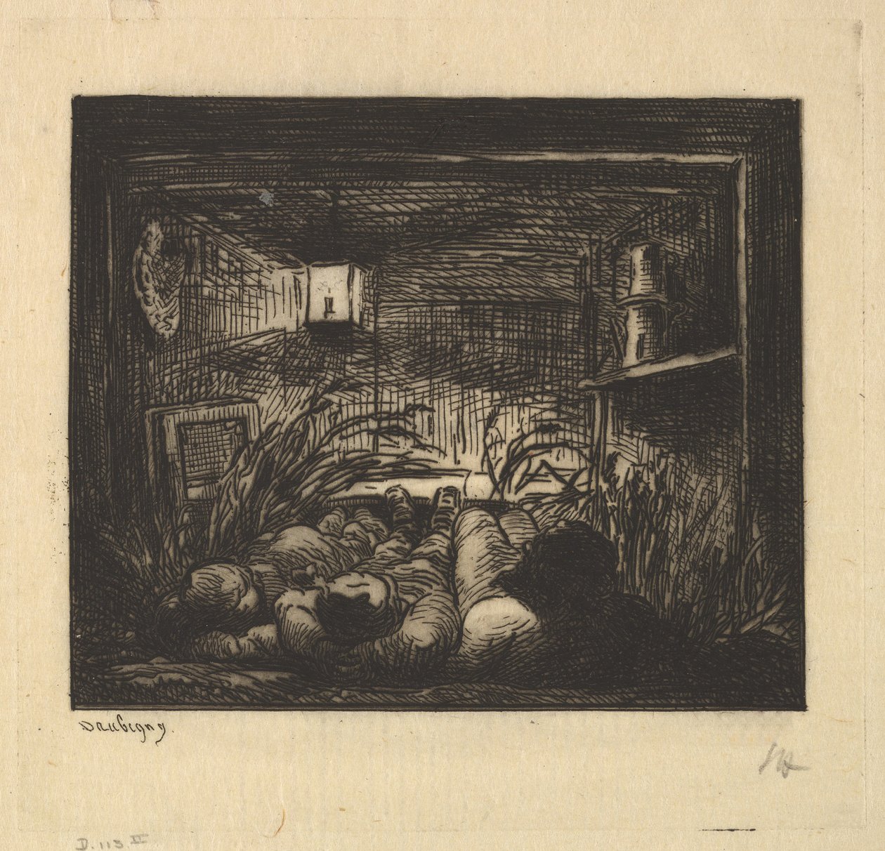 Dormir à bord du bateau, 1861 - Charles Francois Daubigny
