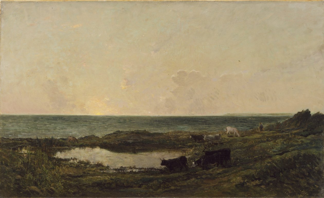 Coucher de soleil sur la côte à Villerville - Charles Francois Daubigny