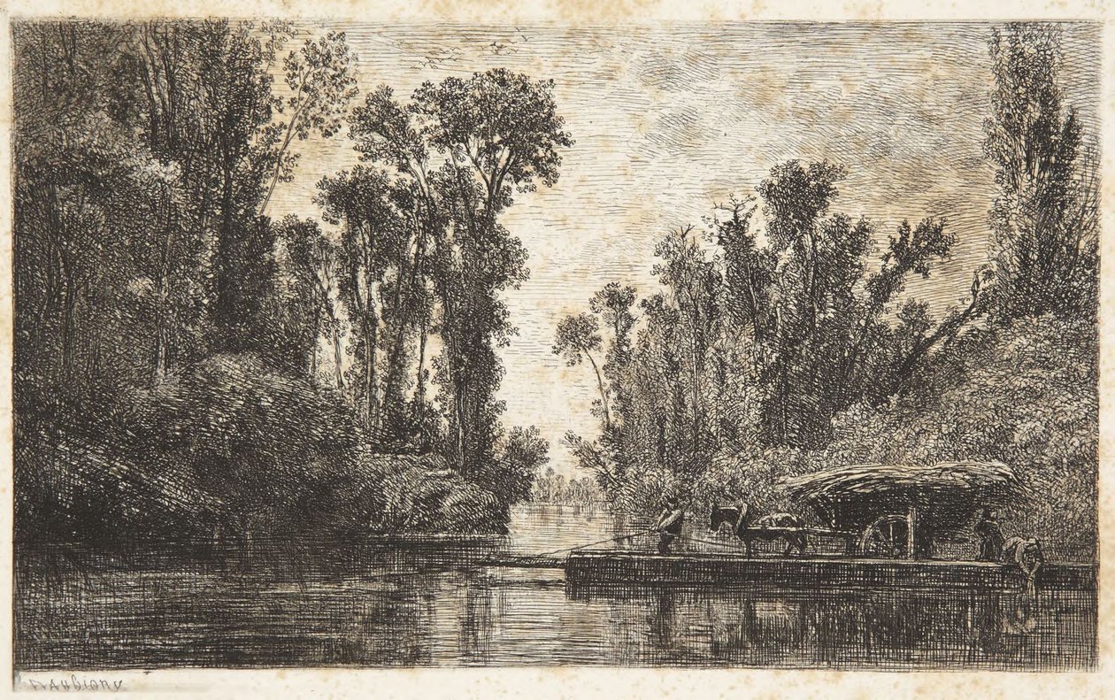 Le bac de Bezons - Charles Francois Daubigny