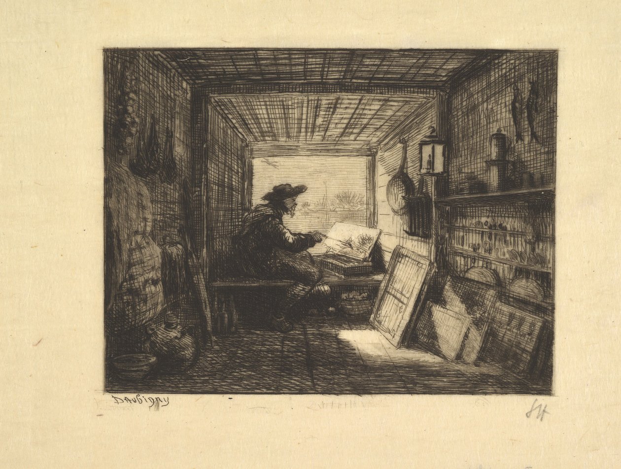 Le studio de bateau, de la série Voyage en Bateau, 1862 - Charles Francois Daubigny
