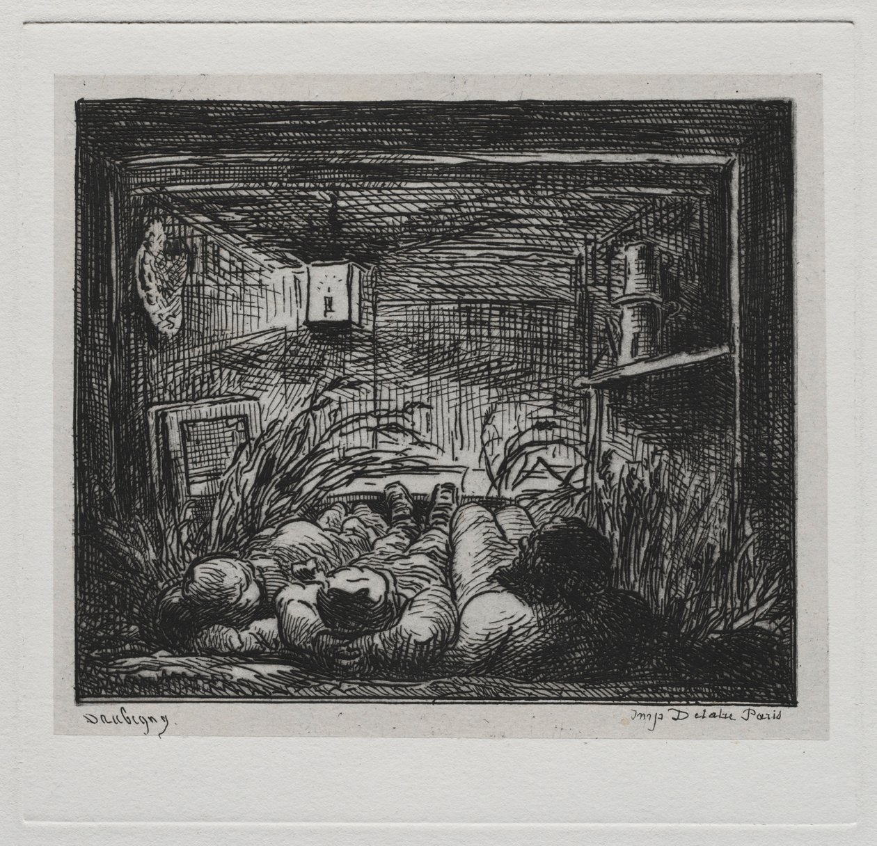 Le voyage en bateau : Coucher à bord du Botin, nuit sur le bateau, 1861 - Charles Francois Daubigny
